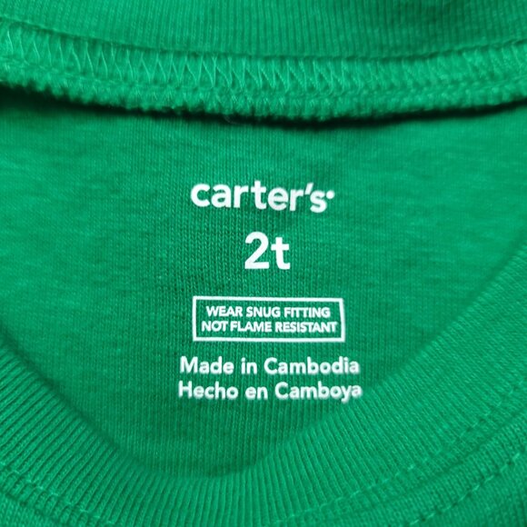 Daddys Champion Football Pajama Set Toddler Boys 2T Green & Gray By Carters - Picture 6 of 7